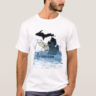 Camiseta Gráfico do estado de Michigan com peixes grandes