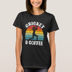 Camiseta Gráfico do Jogador de Esporte do Cricket e Café