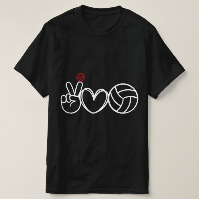 Camiseta Gráfico do jogador de voleibol do Peace Love (Frente do Design)