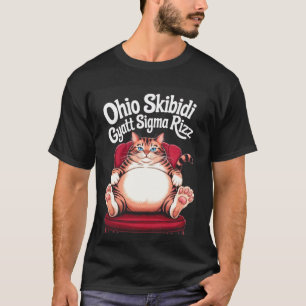 Camiseta Gráfico do Meme do Gato Chonk Rizz Sigma Gyatt Ski