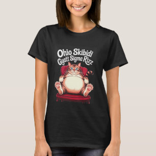 Camiseta Gráfico do Meme do Gato Chonk Rizz Sigma Gyatt Ski