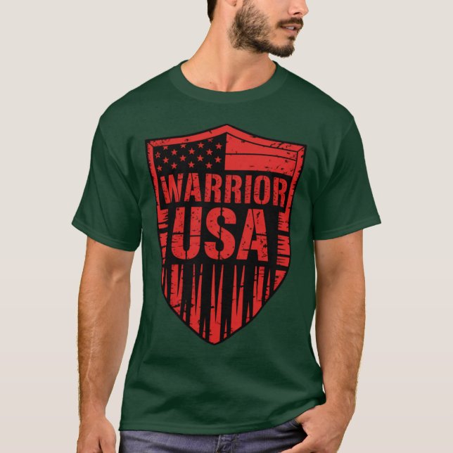 Camiseta gráfico do orgulho americano grunge, da guerreira  (Frente)