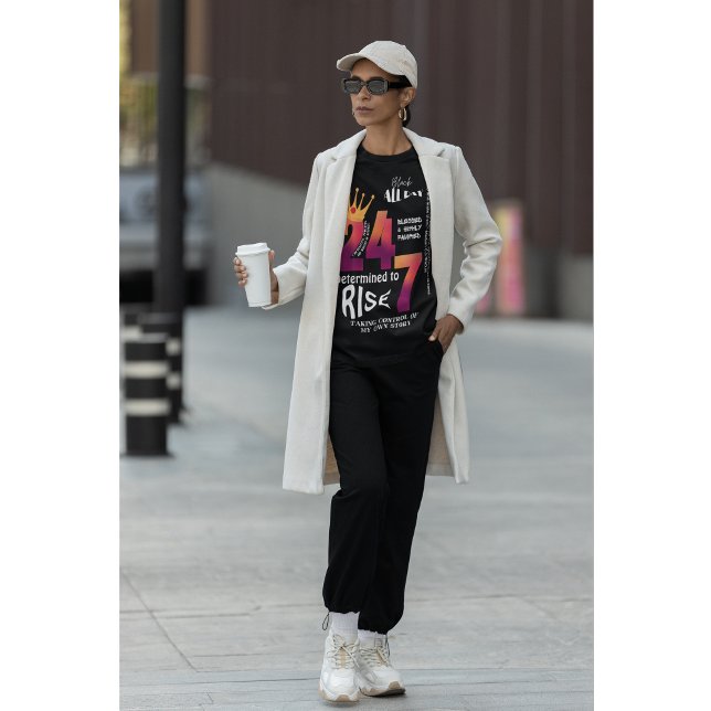 Camiseta Gráfico do Slogan Preto 24/7 (Criador carregado)