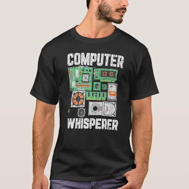 Camiseta Gráfico do Técnico de Ti do Suspender do Computado (Frente)
