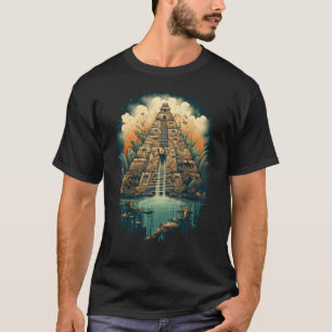 Camiseta Gráfico do Templo da Selva Mística Pirâmide Asteca
