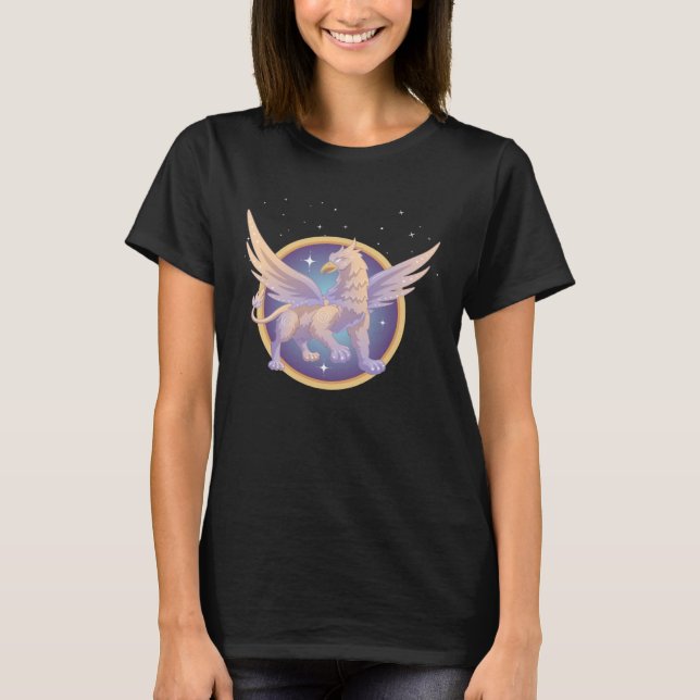 Camiseta Gráfico encantador de Grifo com Fundo Celestial (Frente)