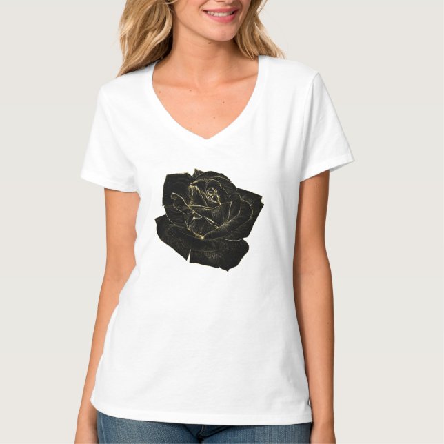 Camiseta Gráfico exclusivo Dourado de Rosa Elegante de Grel (Frente)
