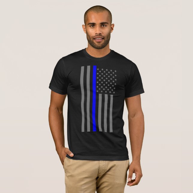 Camiseta Gráfico fino da bandeira americana de Blue Line (Frente Completa)