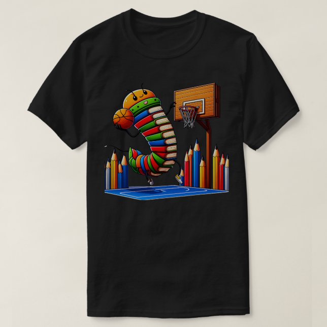 Camiseta Gráfico Funny Bookworm Basquete para Leitores e (Frente do Design)