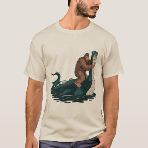 Camiseta Gráfico Hilário de Bigfoot e Loch Ness Monster Mis