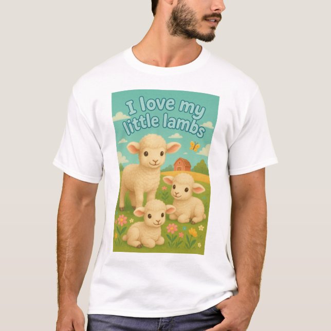 Camiseta Gráfico infantil de cordeiro pequeno. (Frente)