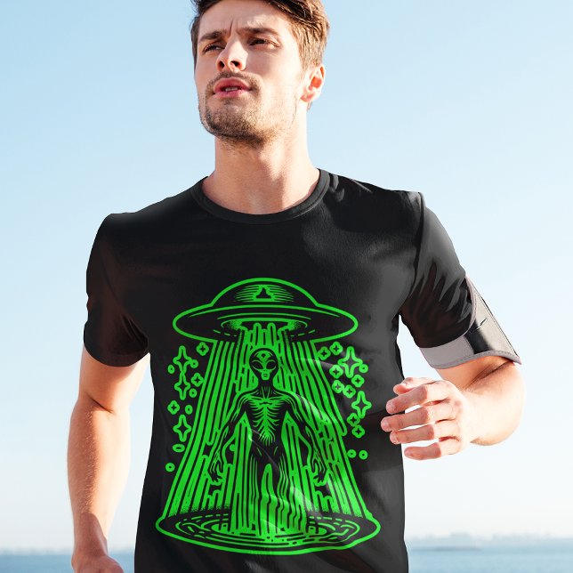 Camiseta Gráfico Legal de OVNI Verde da espaçonave alieníge (Criador carregado)