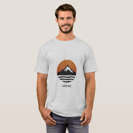 Camiseta Gráfico Minimalista da Montanha ao Pôr do Sol na N