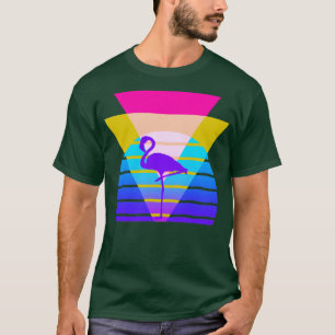 Camiseta Gráfico Nostálgico Flamingo dos anos 80