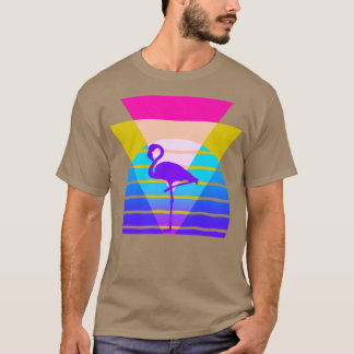 Camiseta Gráfico Nostálgico Flamingo dos anos 80