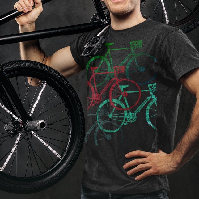Camiseta gráfico preto de bicicletas a cores. bicicleta (Criador carregado)