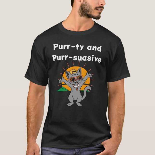 Camiseta Gráfico Purr-ty e Purr-suasivo (Frente)
