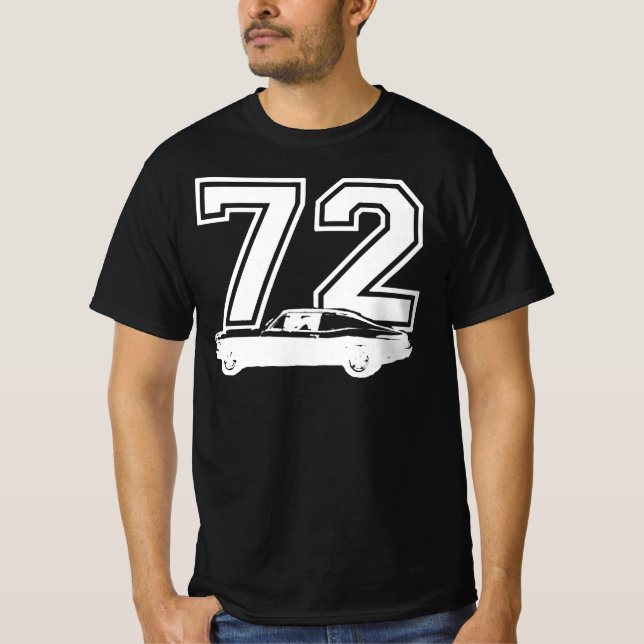 Camiseta Gráfico Real Azul de Chevy Nova, 1972  (Frente)