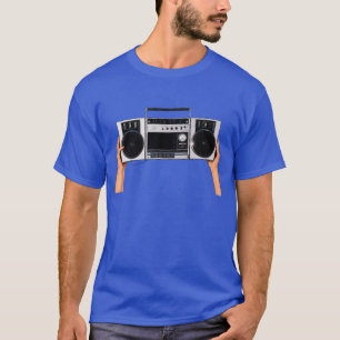 Camiseta Gráfico Retro Boombox Mão para Cima dos Anos 80