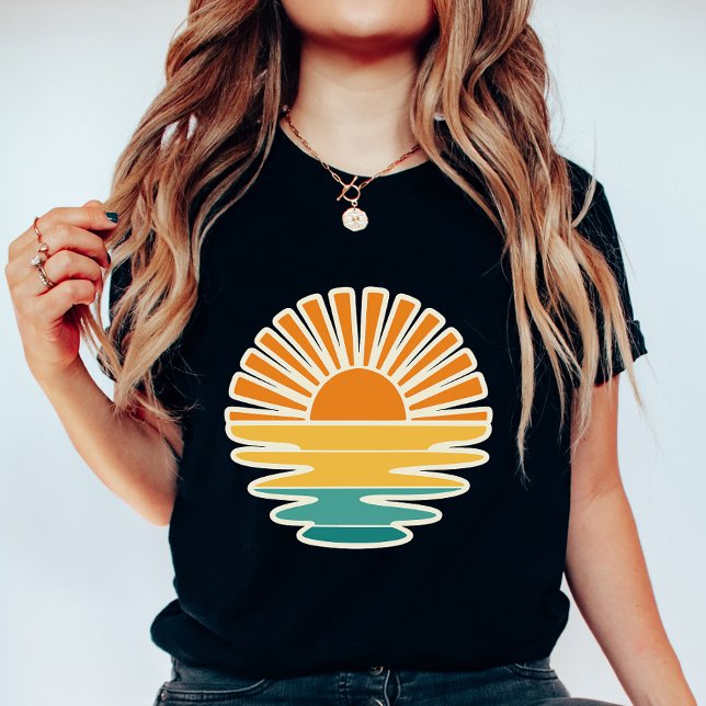 Camiseta Gráfico Retro Pôr do Sol; Sol de Verão e Mar  (Criador carregado)