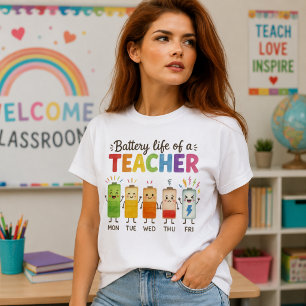 Camiseta Gráfico Semanal da Vida da Bateria de um Professor