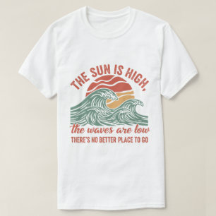 Camiseta Gráfico Sunset das Ondas do Oceano Retro