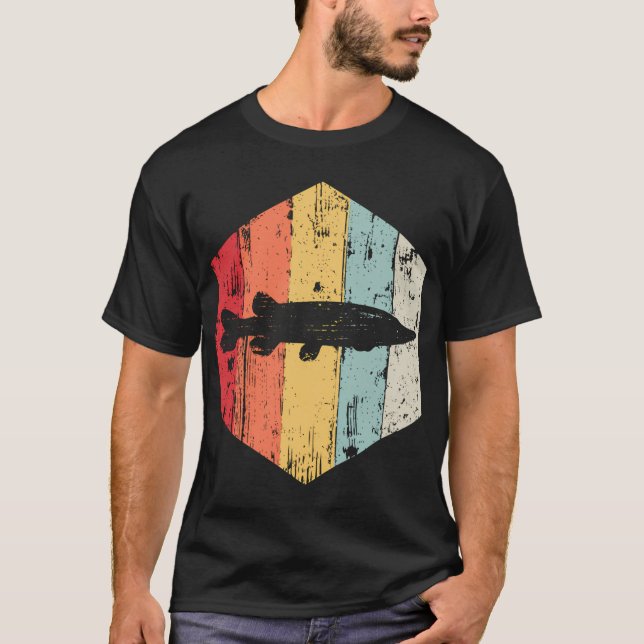 Camiseta Gráfico Três Bass Lua Retro Relâmpago (Frente)
