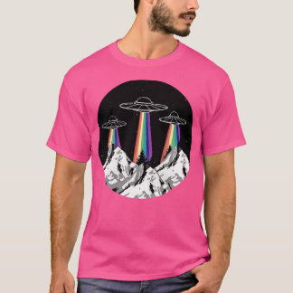 Camiseta Gráfico Ufo Abdução De Saucer Voador