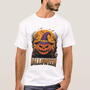 Camiseta Gráficos de Abóbora de Halloween Vintage com Chapé