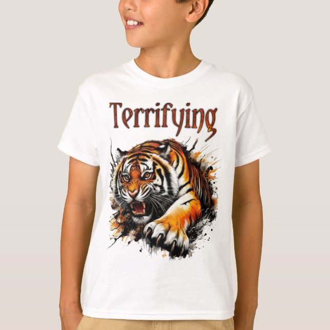 Camiseta Gráficos de animação 3D Tiger. (Frente)