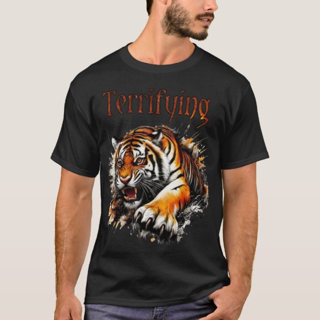 Camiseta Gráficos de animação 3D Tiger. (Frente)