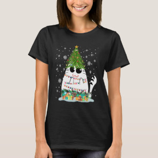 Camiseta Gráficos de árvore de Natal de gato de Natal femin