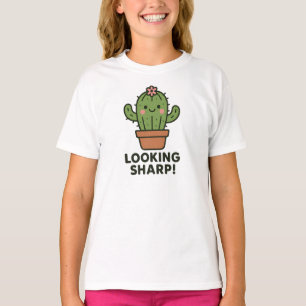 Camiseta Gráficos de Cactus Verde Fofo e Afiado