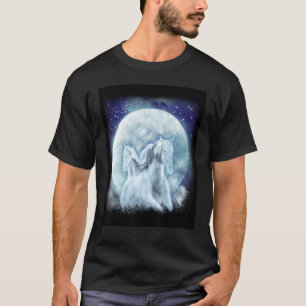 Camiseta Gráficos de Cavalo Majestoso Lua Cheia