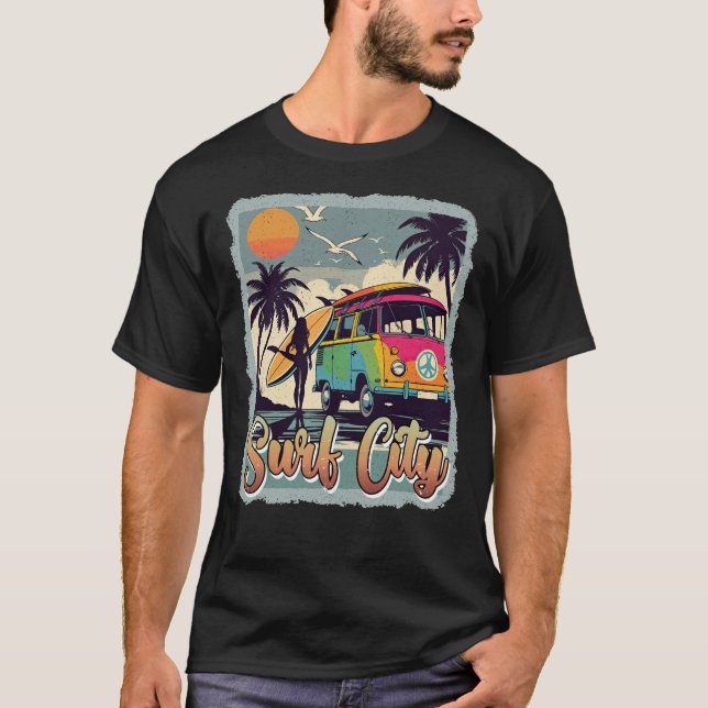 Camiseta Gráficos de Cidade do surf (Frente)