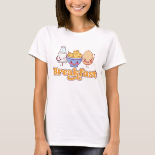 Camiseta Gráficos de Comida de Café da Manhã Fofa