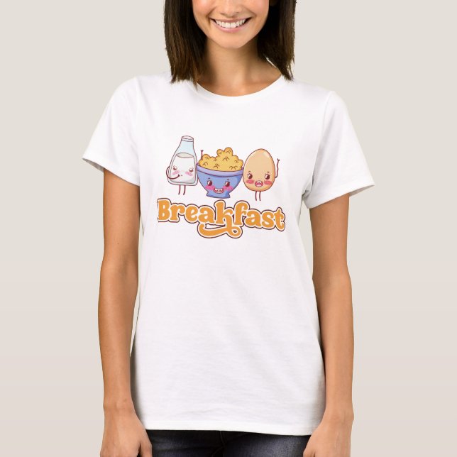 Camiseta Gráficos de Comida de Café da Manhã Fofa (Frente)