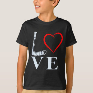 Camiseta Gráficos de Coração de Amor de Hóquei para Fãs de