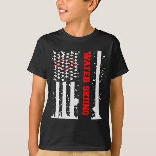 Camiseta Gráficos de Esqui Aquático Com Bandeira Vintage do