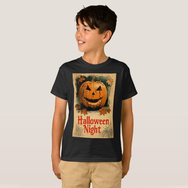 Camiseta Gráficos de Halloween – Série Inspirada nos Anos 6 (Frente Completa)