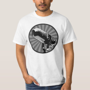 Camiseta Gráficos de Microfone Retrô