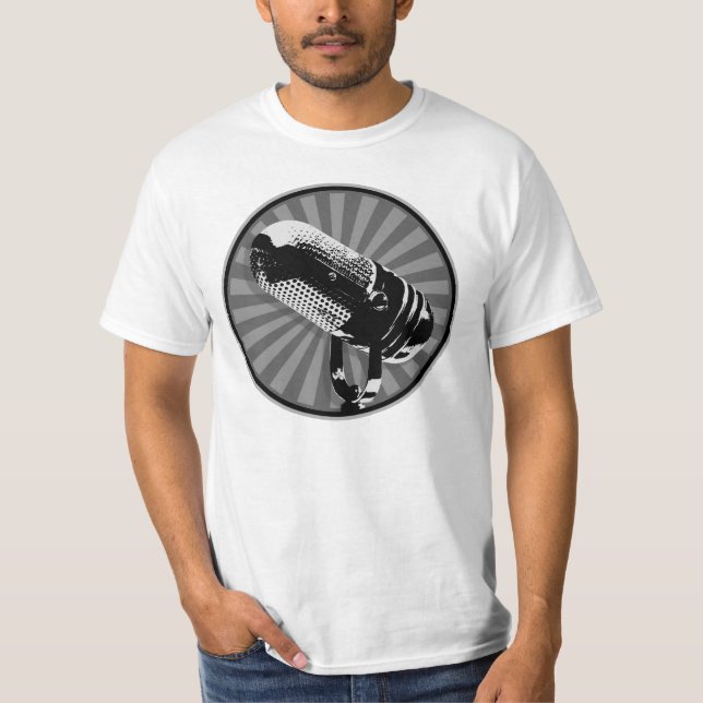 Camiseta Gráficos de Microfone Retrô (Frente)