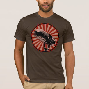 Camiseta Gráficos de Microfone Retro em Vermelho