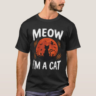 Camiseta Gráficos de Silhueta de Gato de Halloween Engraçad