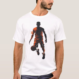 Camiseta Gráficos de Silhueta de Jogador de Basquete Dinâmi
