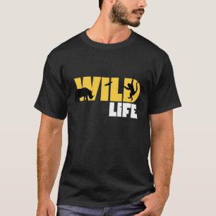 Camiseta Gráficos de Silhueta de Vida Selvagem Amarela e Br