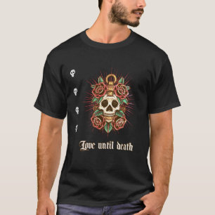 Camiseta Gráficos de tatuagem do crânio Rosa gótico