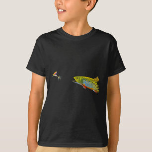 Camiseta Gráficos de Truta de Riacho de Pesca com Mosca par