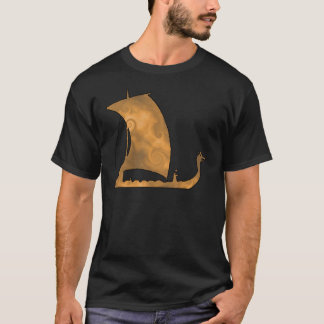 Camiseta Gráficos de Viagem Oceânica de Navio Longo Viking