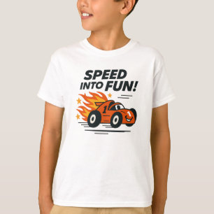 Camiseta Gráficos do Carro de Corrida Laranja Ousado 'Acele